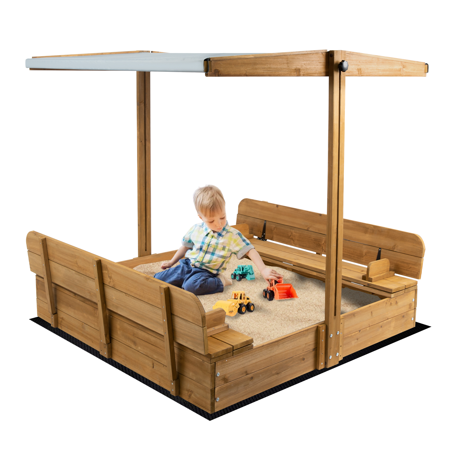 Kids Outdoor Foldable Chair - Kids Sand Box with Cover，Wooden Outdoor