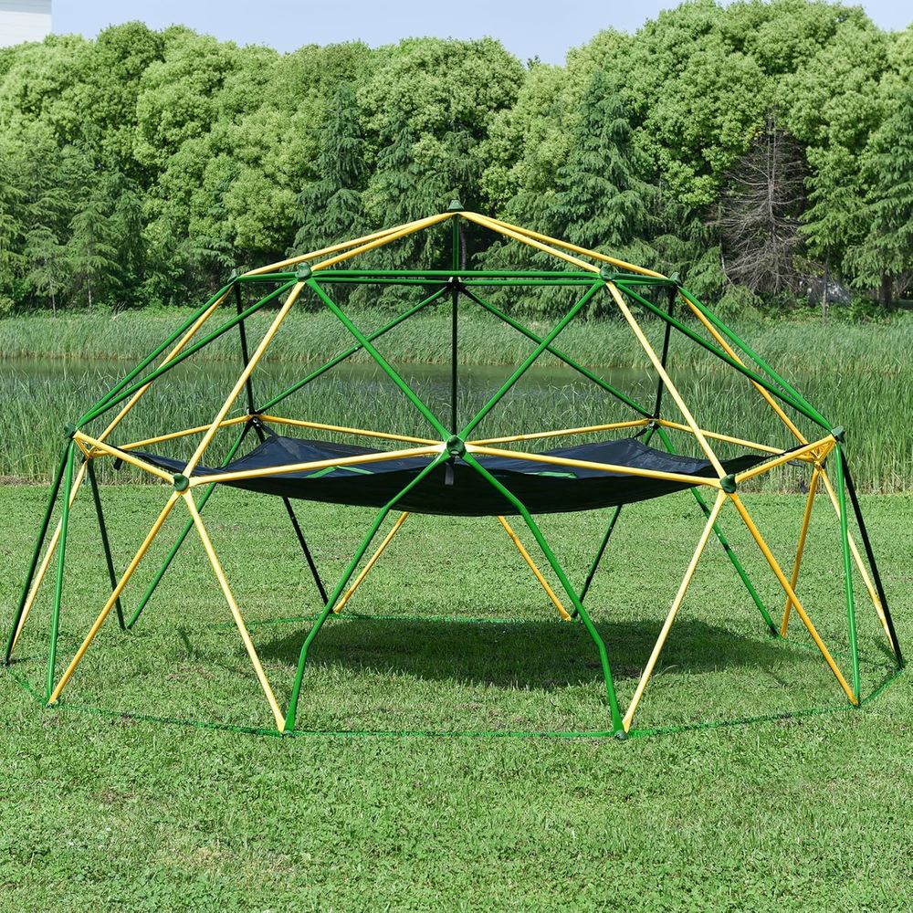 Kids Outdoor Jungle Gym Dome - Durable Climbing Dome with Hammock, Outdoor
