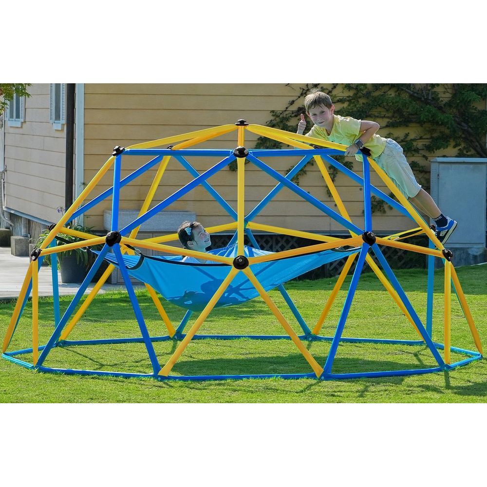 Kids Outdoor Jungle Gym Dome - 10T Climbing Dome with Hammock, Outdoor
