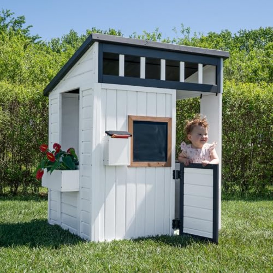 Kids Outdoor Chalkboard - Outdoor kids playhouse for imaginative play,