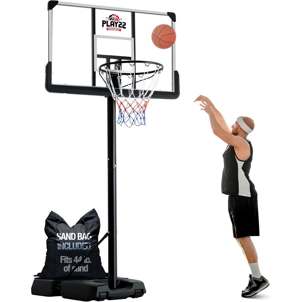 Kids Outdoor Basketball - Adjustable 44 Shatterproof Backboard Basketball Hoop