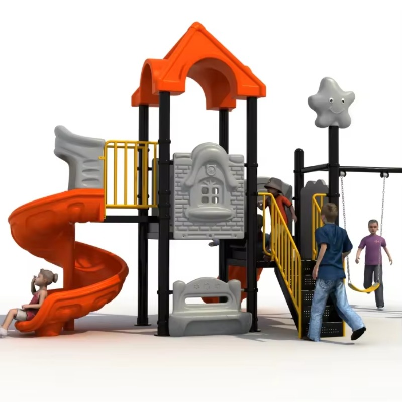 Kids Outdoor Climbing Equipment - Outdoor Steel Plastic Swing Set with