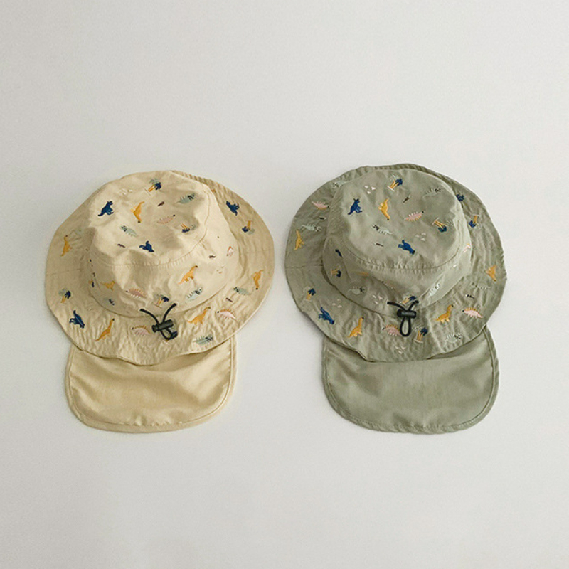 Kids Outdoor Hat - Summer Panama Baby Hats Cartoon Dinosaur