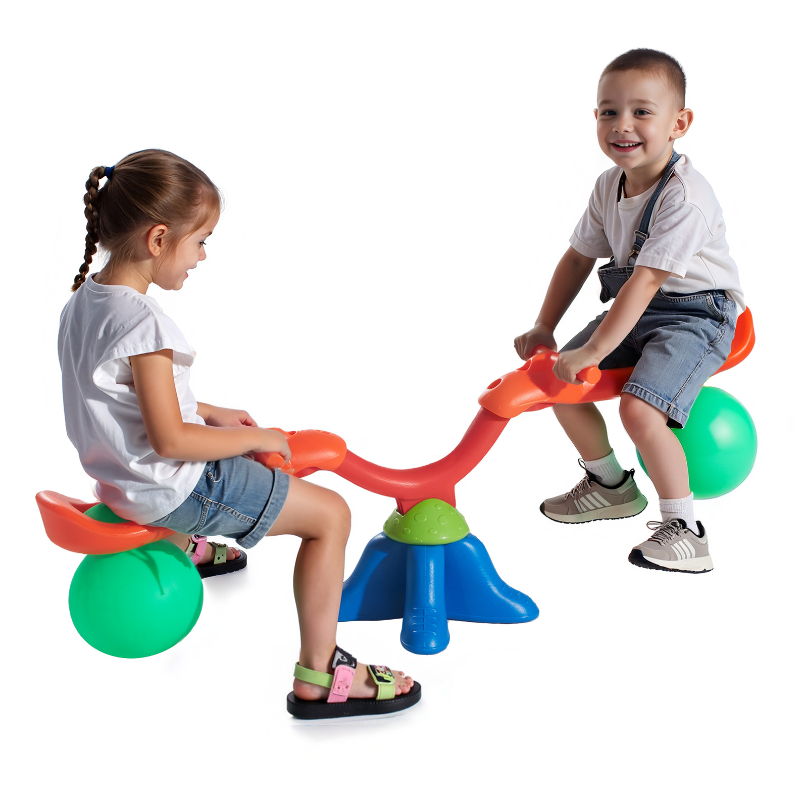 Kids Outdoor Playground - SucceBuy Kids Seesaw 55Lbs per Seat