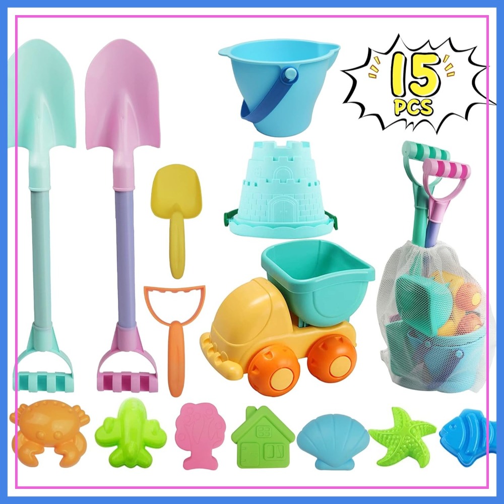 Kids Outdoor Dump Truck - 15 PCS Long Shovels Sand Toys