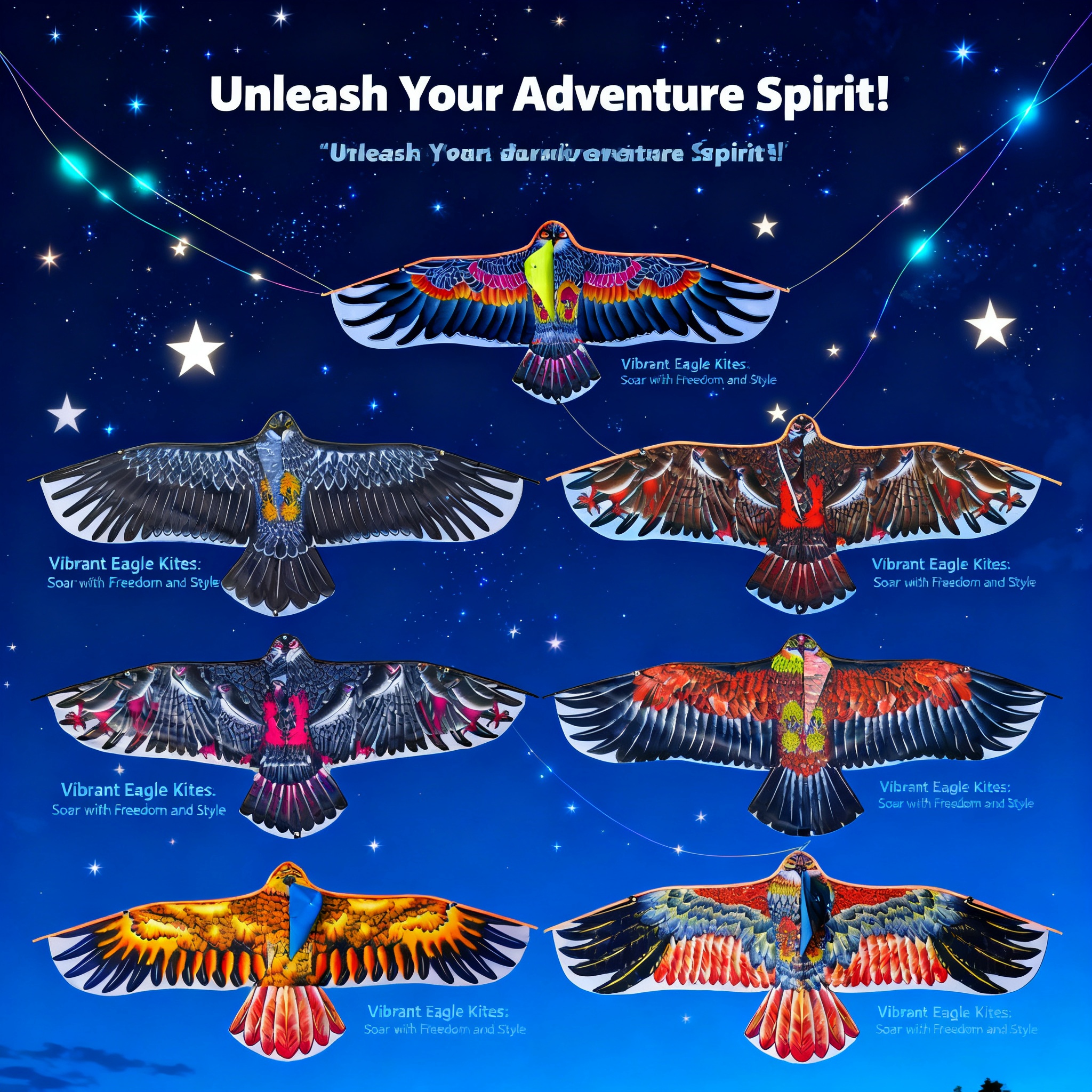 Kids Outdoor Toys - 1.1m Eagle Kite With 30m Kite