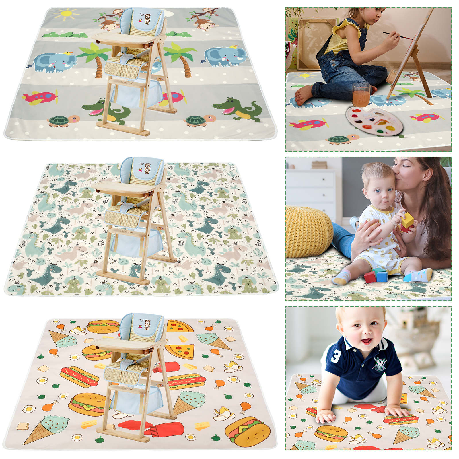 Kids Outdoor Foldable Chair - Baby Splat Mat for Under High