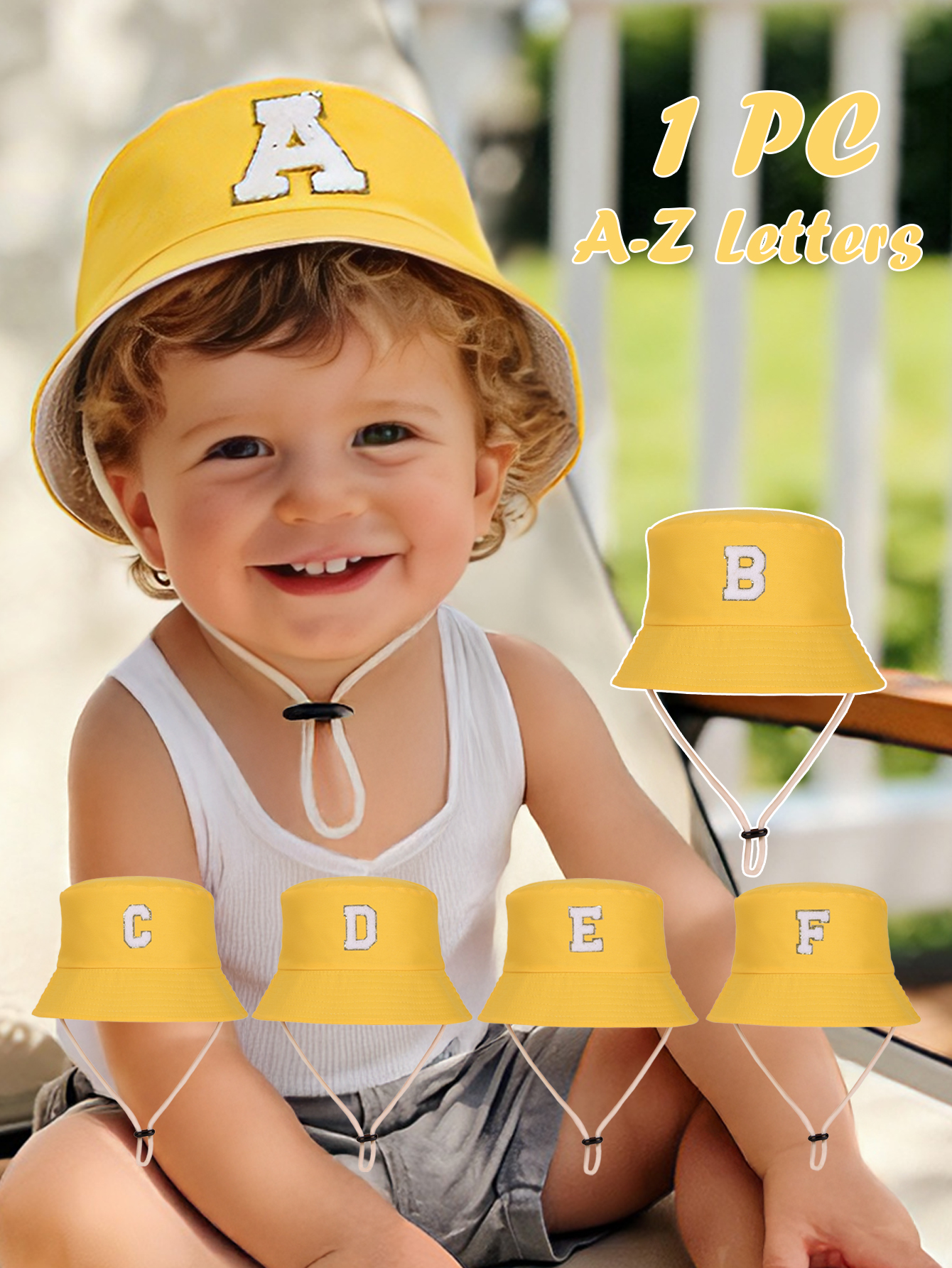 Kids Outdoor Hat - 1pc yellow Kids 26 Letter Print