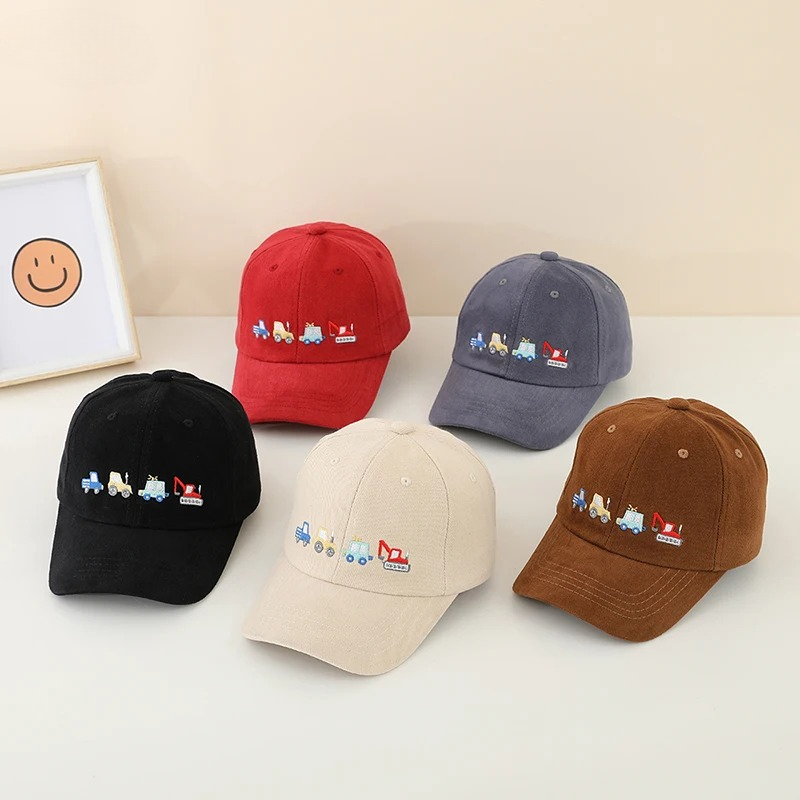 Kids Outdoor Hat - School Boy Baseball Hats Bulldozer Excavator