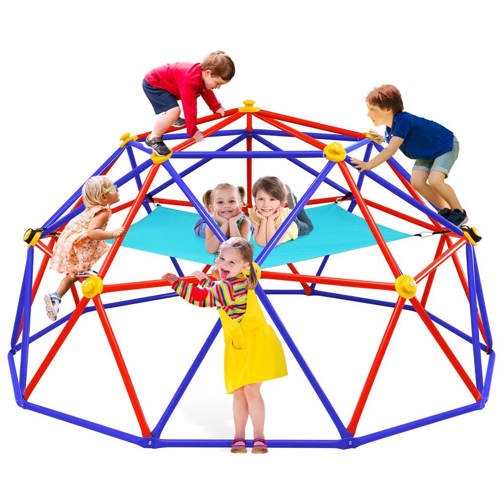 Kids Outdoor Jungle Gym Dome - Climbing Dome with Hammock, Supports up