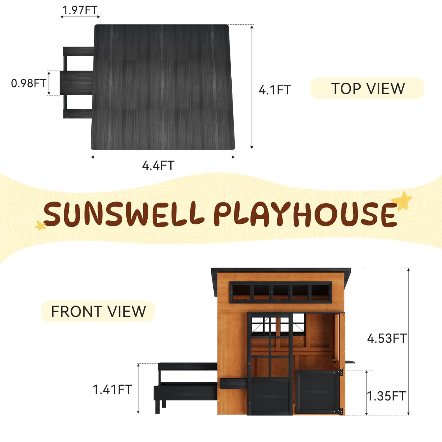 Fir Wooden Kids Playhouse with - Kids Outdoor Chalkboard recension och pris