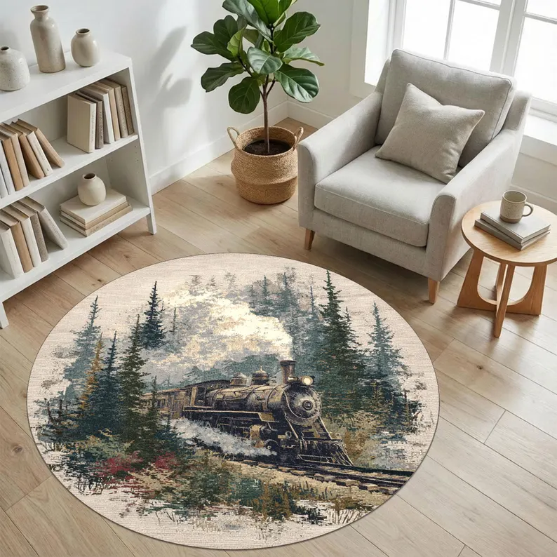 Train Tracks Round Rug Kids Pl - Kids Outdoor Tunnel recension och pris