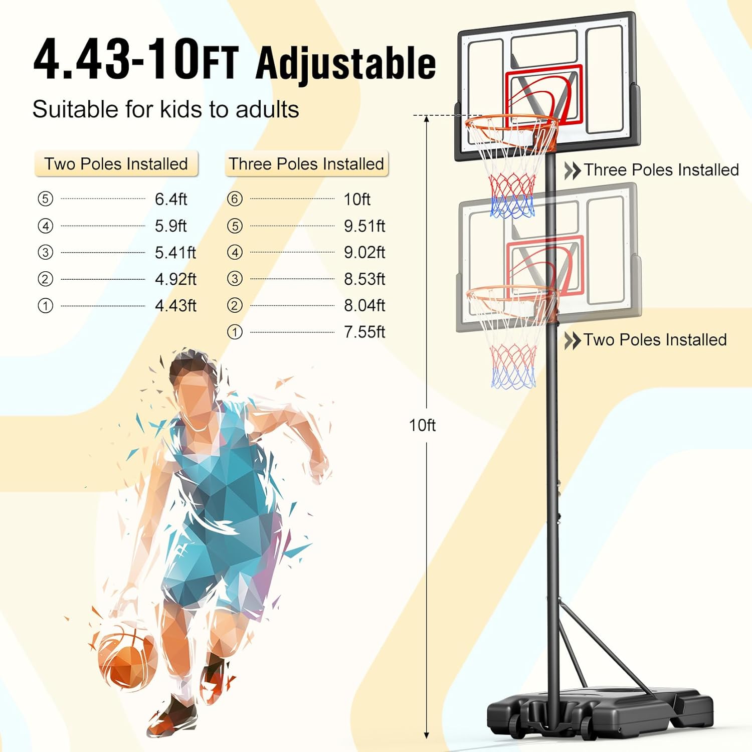 Adjustable Basketball Hoop 10F - Kids Outdoor Basketball recension och pris