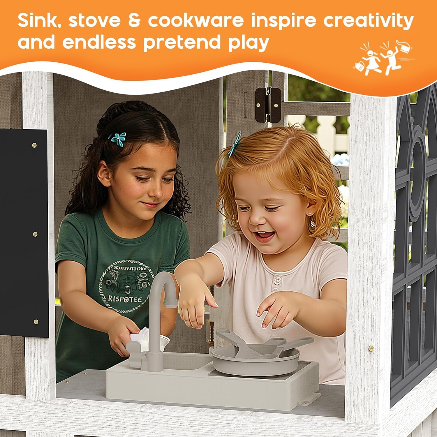 Kids Wooden Outdoor Playhouse  - Kids Outdoor Chalkboard recension och pris