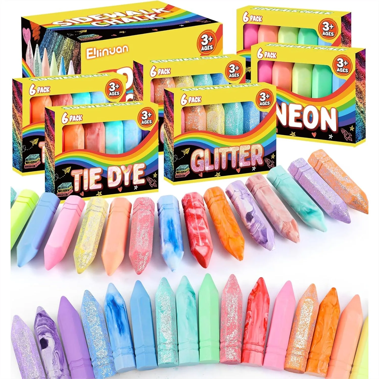 36 Pcs Washable Sidewalk Chalk - Kids Outdoor Chalkboard recension och pris