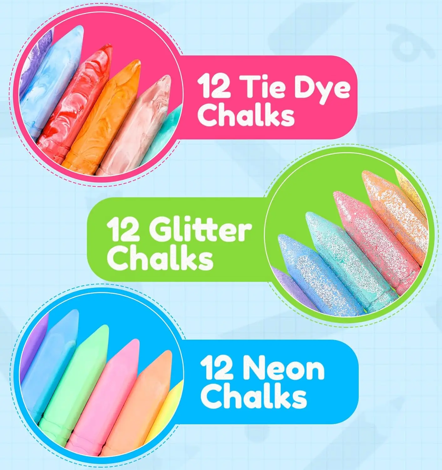 36 Pcs Washable Sidewalk Chalk - Kids Outdoor Chalkboard recension och pris