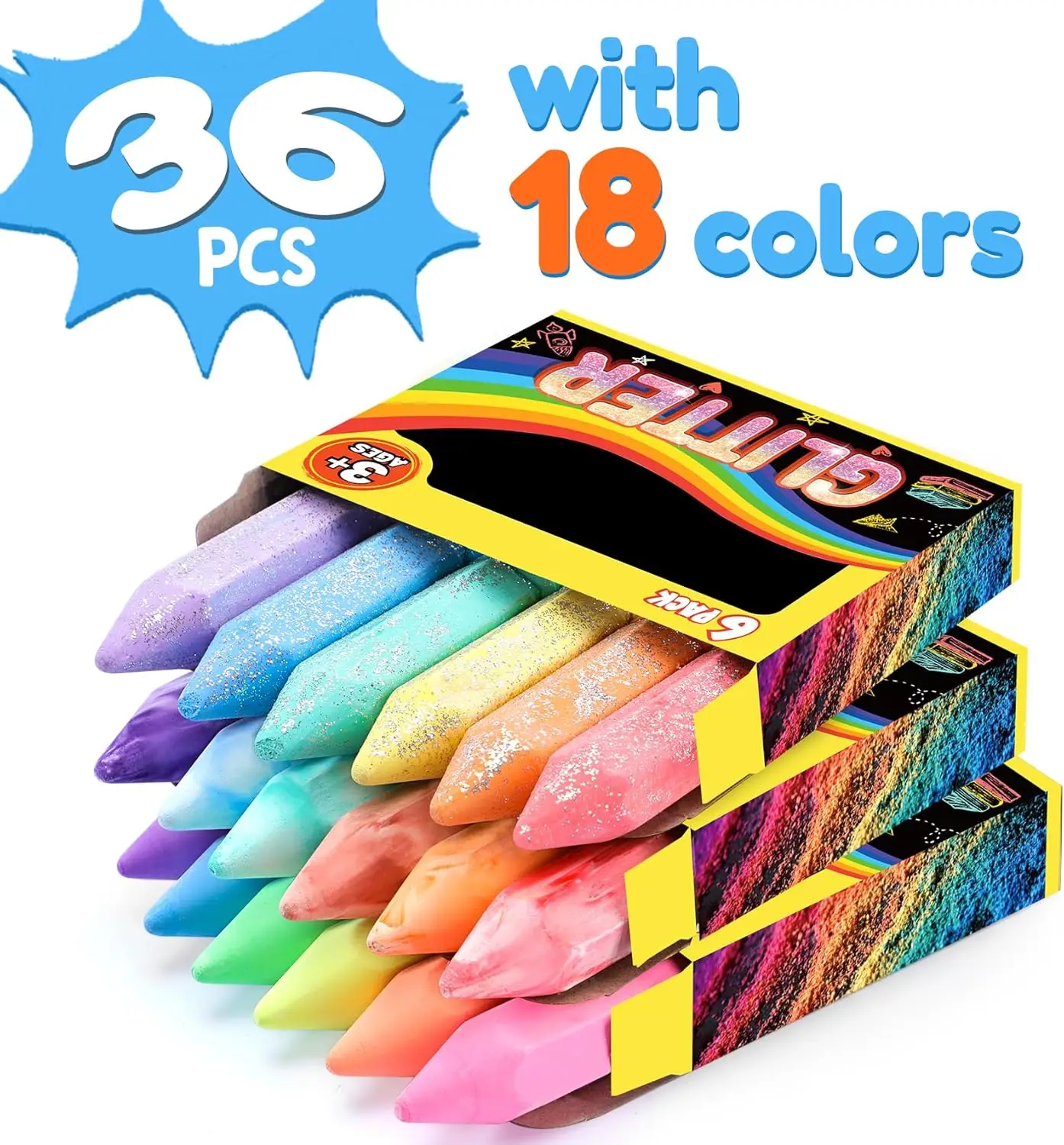 36 Pcs Washable Sidewalk Chalk - Kids Outdoor Chalkboard recension och pris
