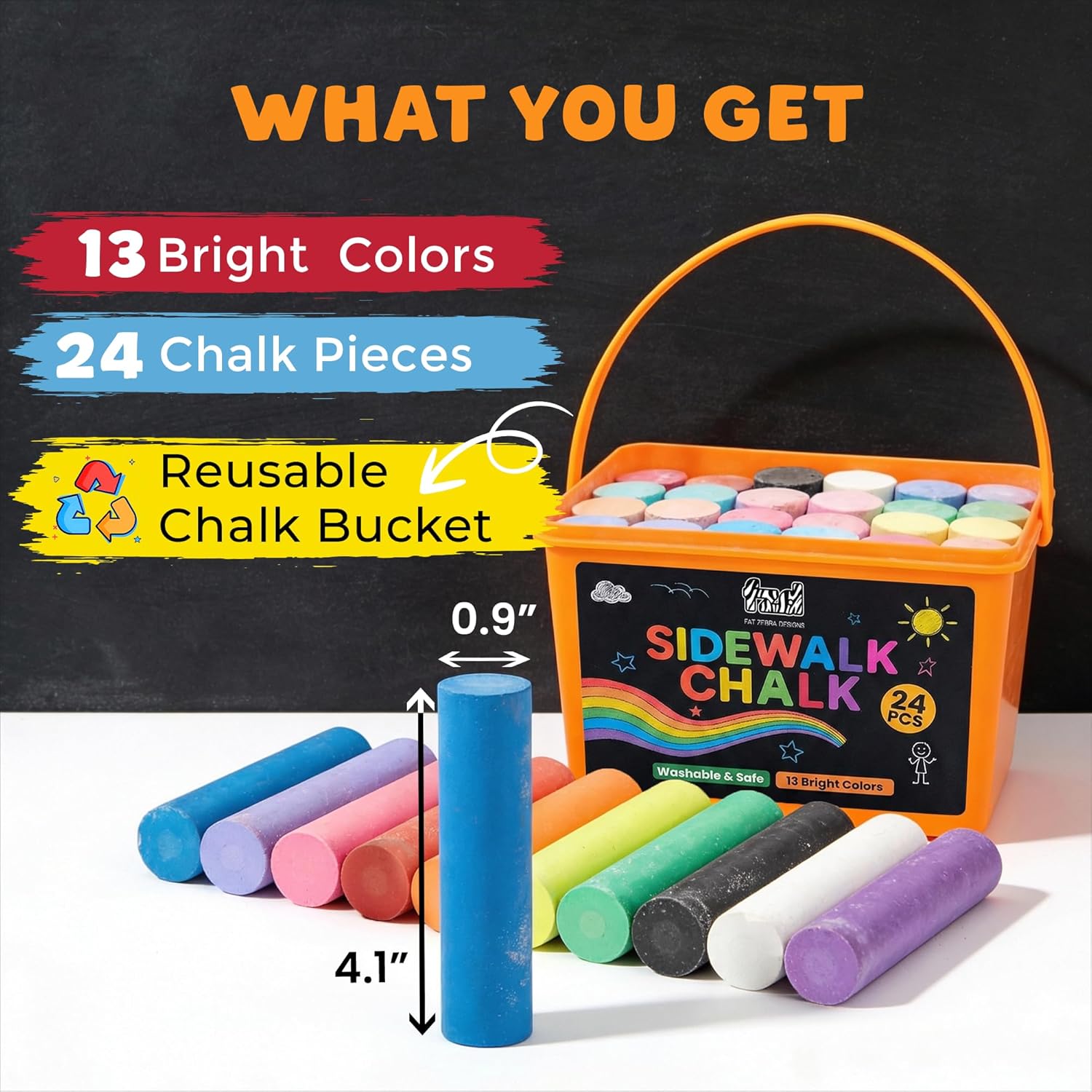 24 PCS Sidewalk Chalk for Kids - Kids Outdoor Chalkboard recension och pris