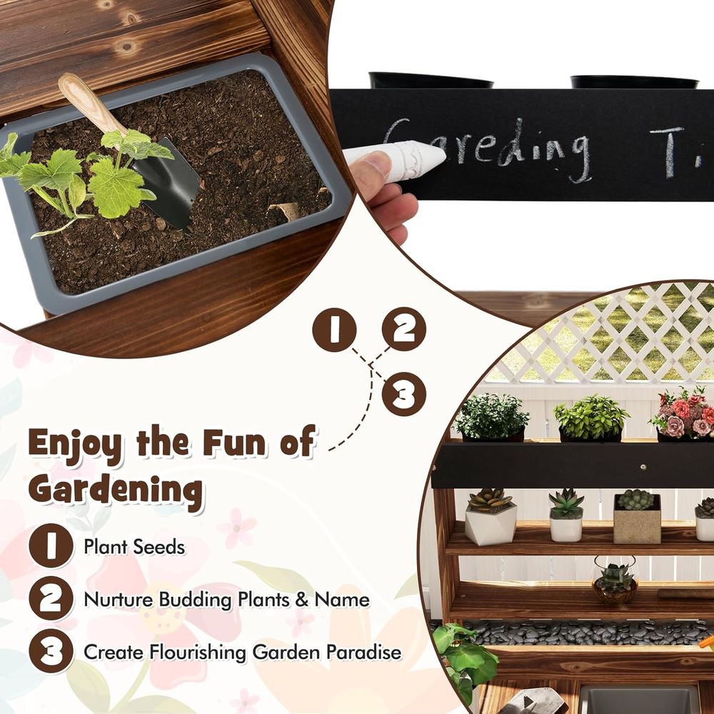 Wooden Kids Gardening Bench wi - Kids Outdoor Chalkboard recension och pris