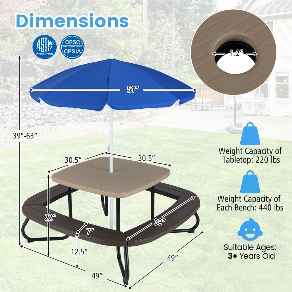 Kids Picnic Table, 8 Person Ki - Kids Outdoor Foldable Chair recension och pris
