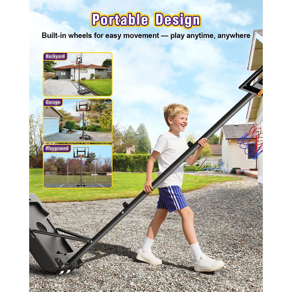 Portable Adjustable Height Bas - Kids Outdoor Basketball recension och pris