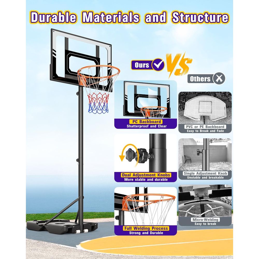 Portable Adjustable Height Bas - Kids Outdoor Basketball recension och pris