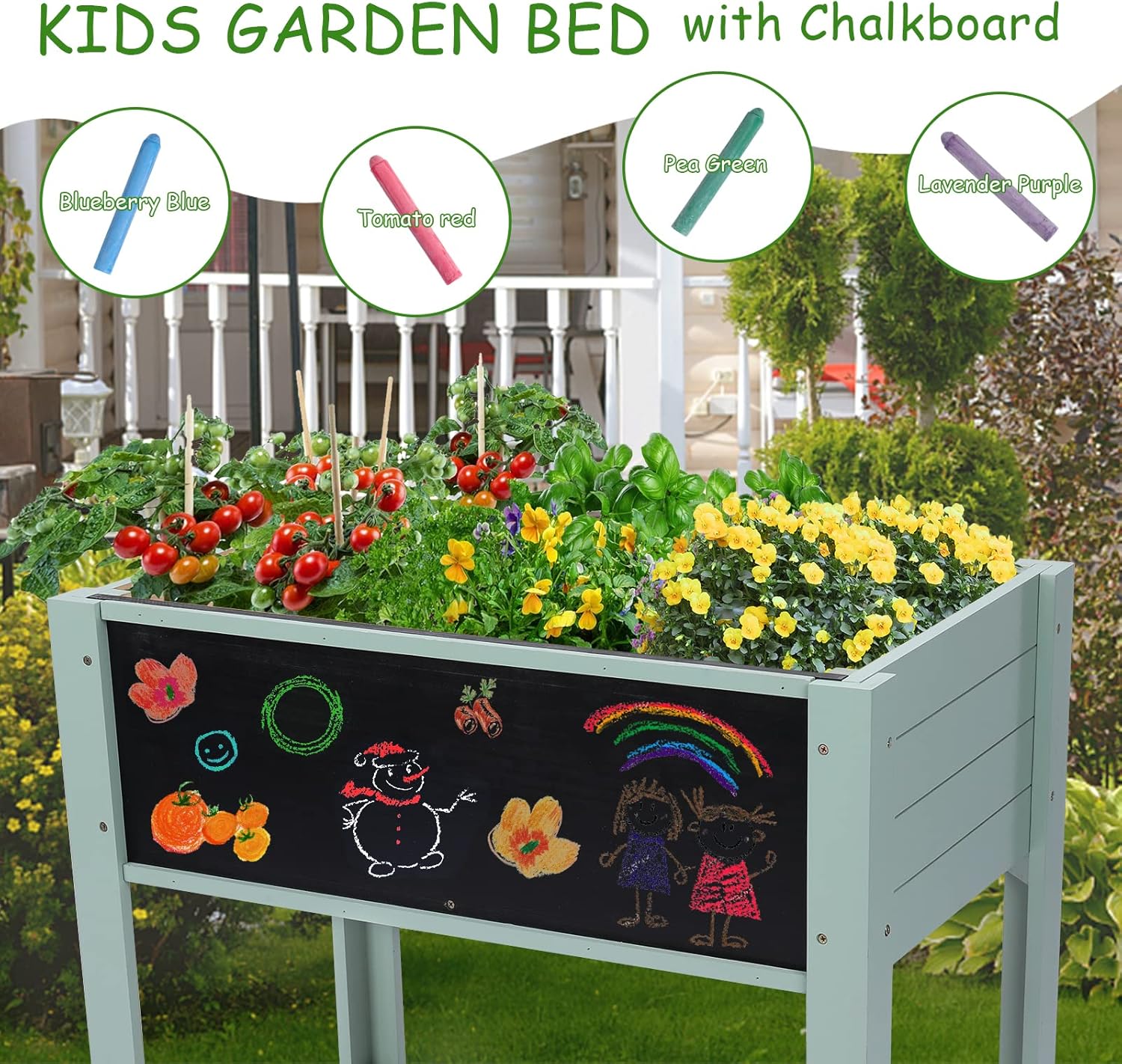 Raised Garden Bed-Planters for - Kids Outdoor Chalkboard recension och pris