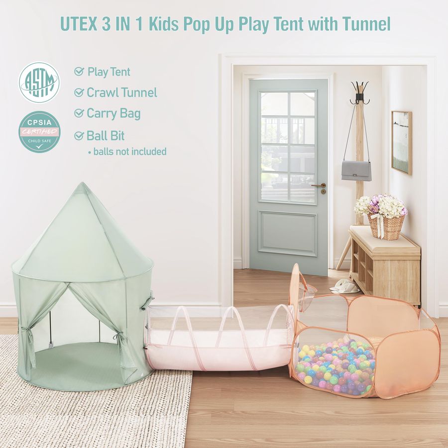 Kids Play Tent with Tunnel, 3  - Kids Outdoor Tunnel recension och pris