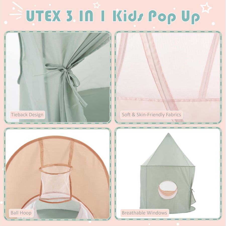 Kids Play Tent with Tunnel, 3  - Kids Outdoor Tunnel recension och pris
