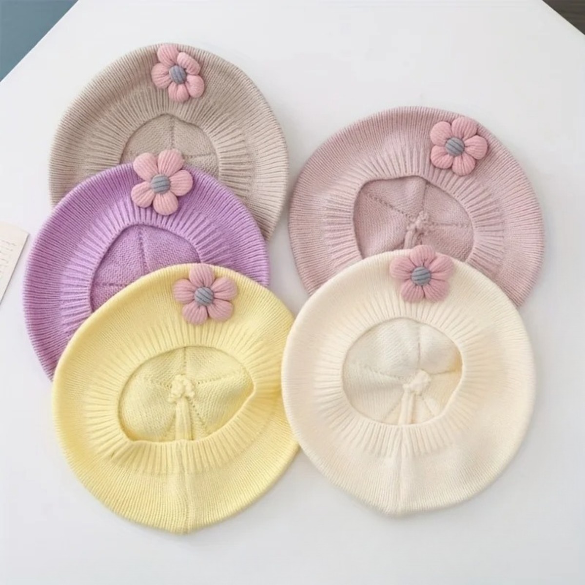1Pc Solid Color Knitted Floral - Kids Outdoor Hat recension och pris