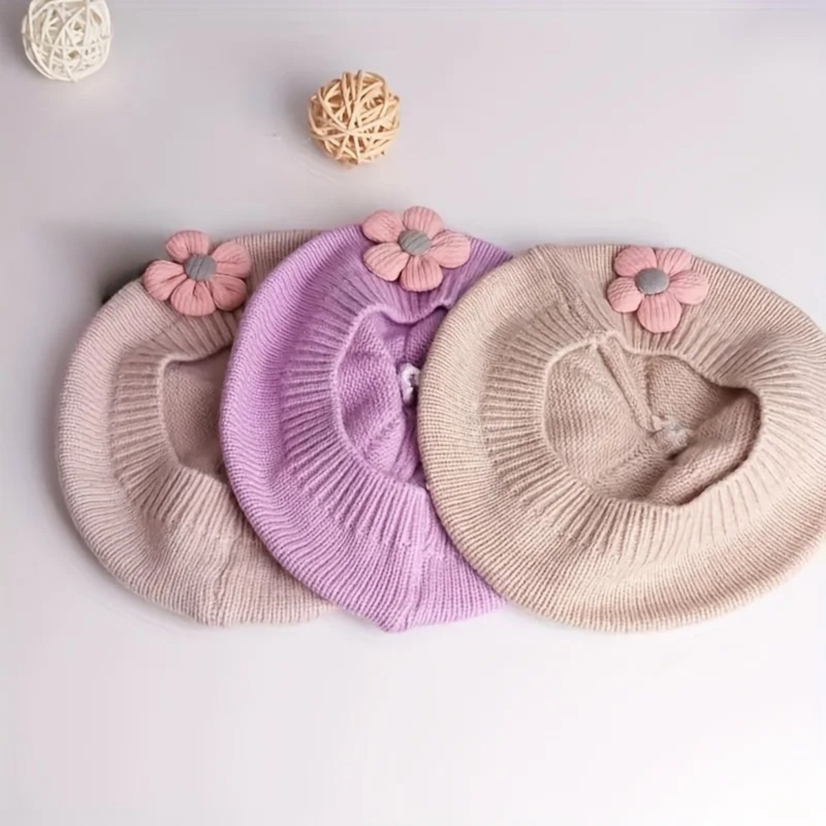 1Pc Solid Color Knitted Floral - Kids Outdoor Hat recension och pris