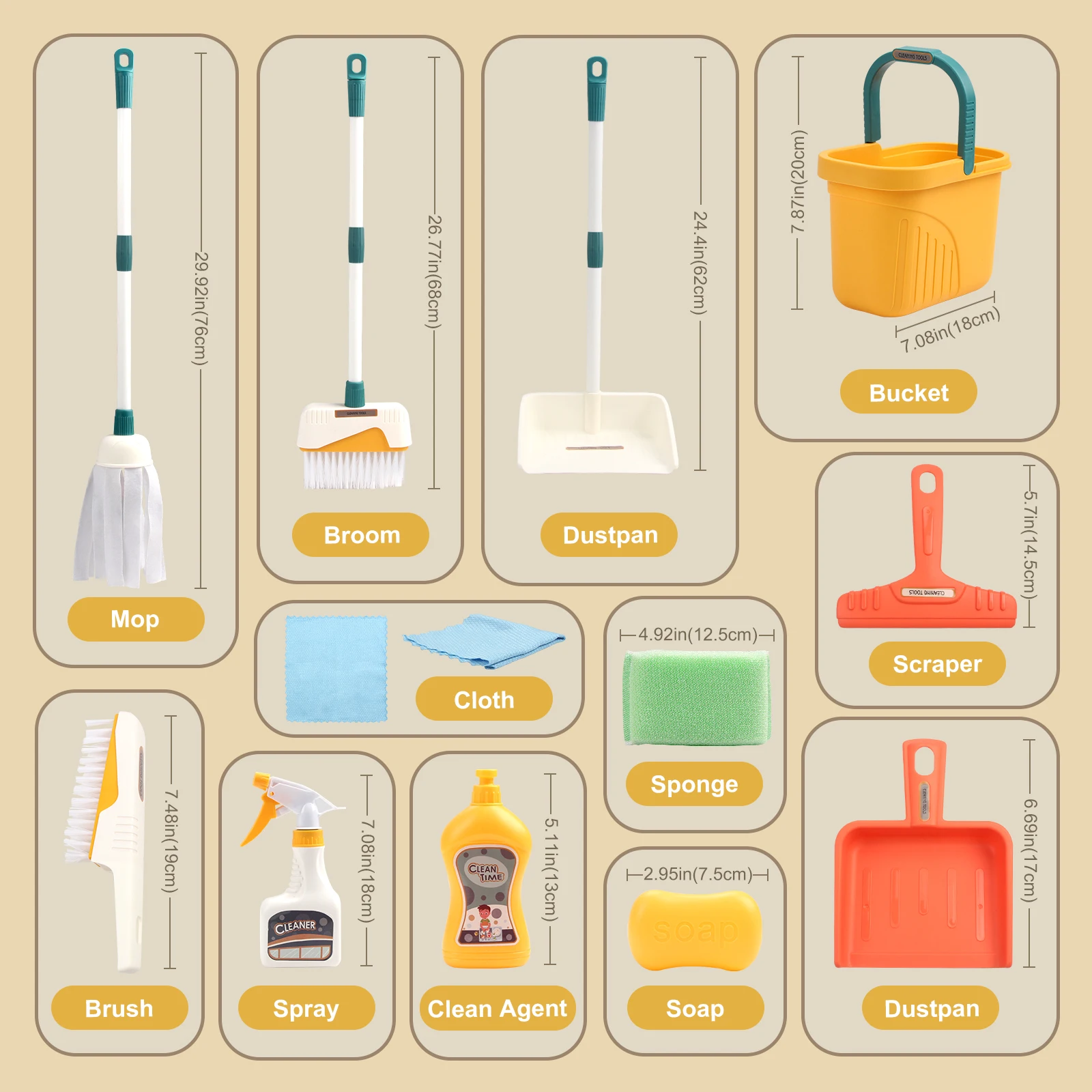 12pcs/set Kids Housework Suppl - Kids Outdoor Broom recension och pris