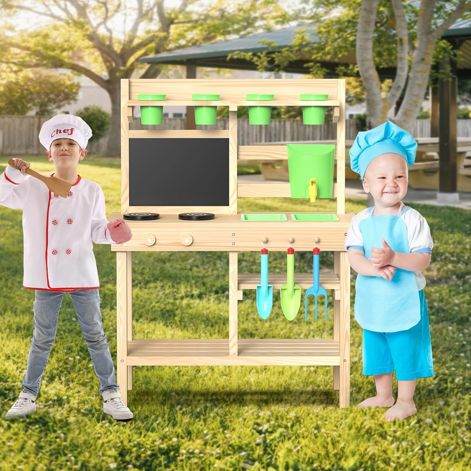 Cedar Wood Outdoor Play Kitche - Kids Outdoor Chalkboard recension och pris