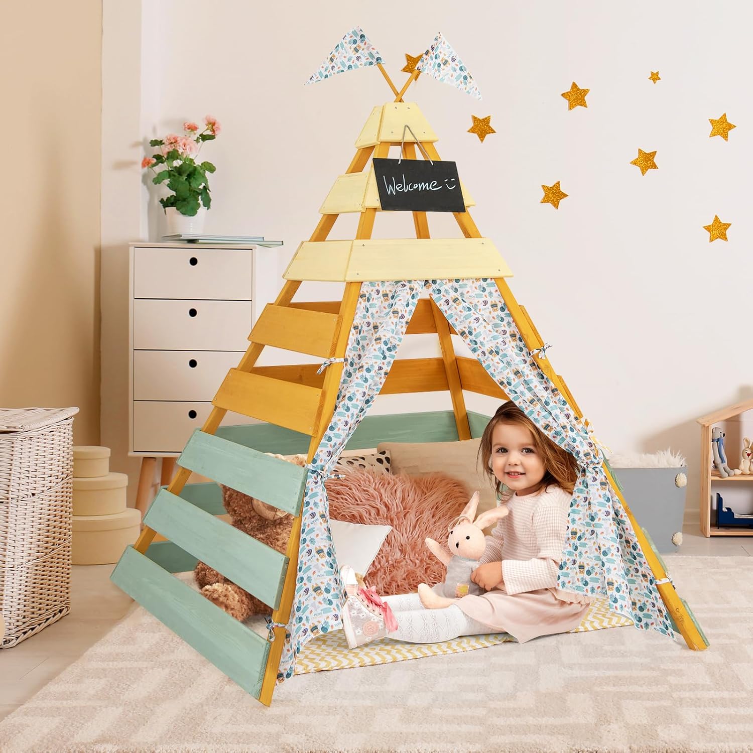 Teepee Tent for Kids, Large Ki - Kids Outdoor Chalkboard recension och pris