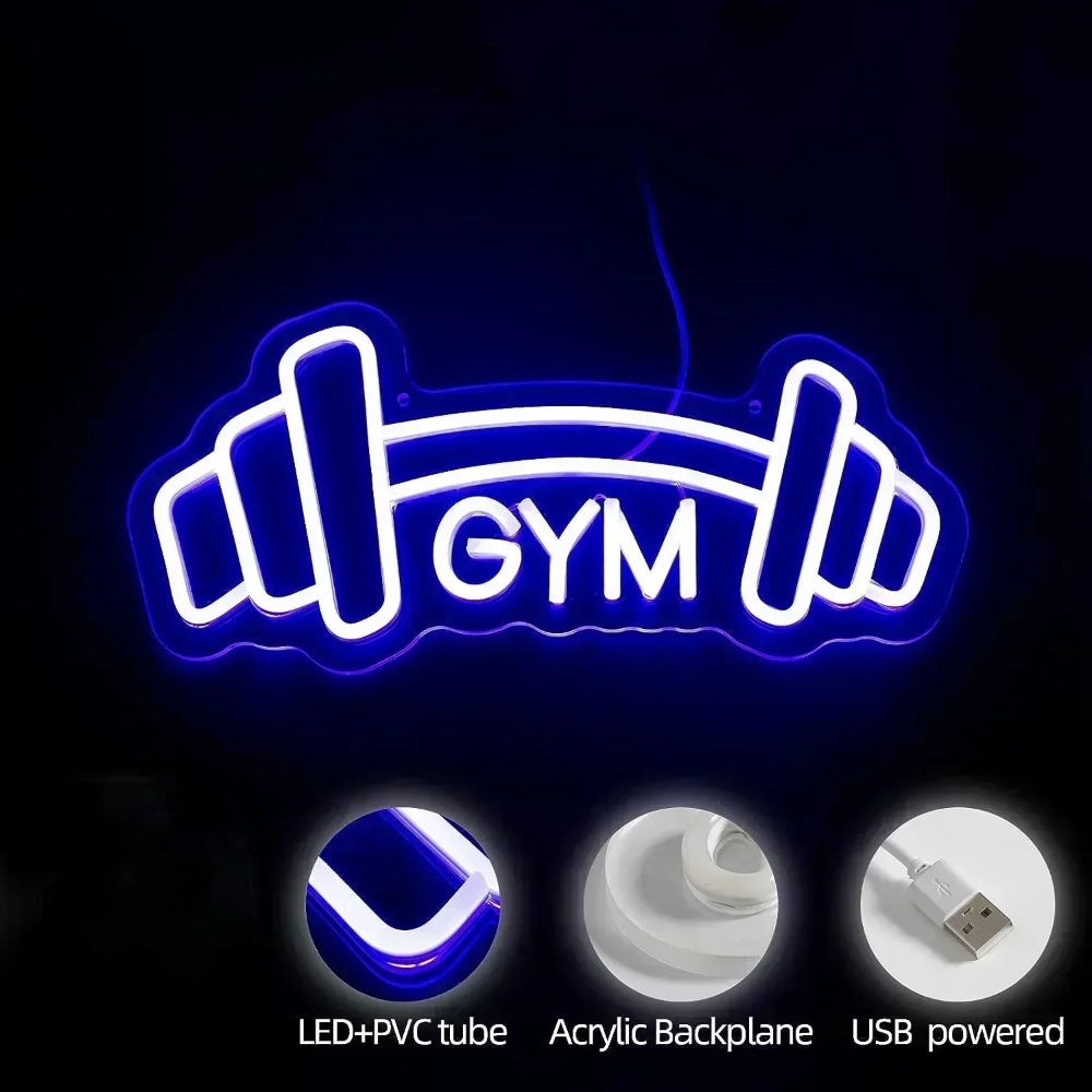 Barbell Gym Neon Sign Blue Dum - Kids Outdoor Gym recension och pris