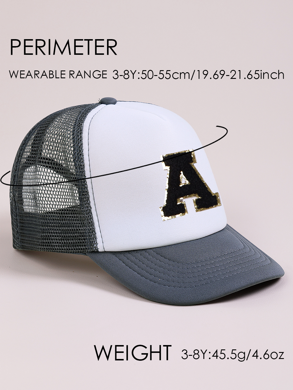 1pc Gray Hat With 26-Letter Pa - Kids Outdoor Hat recension och pris