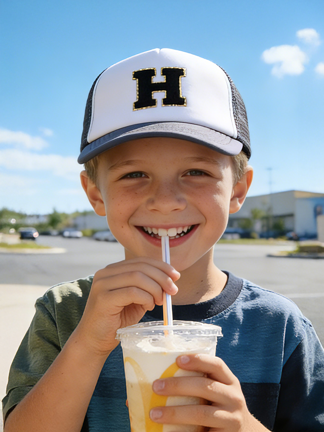 1pc Gray Hat With 26-Letter Pa - Kids Outdoor Hat recension och pris