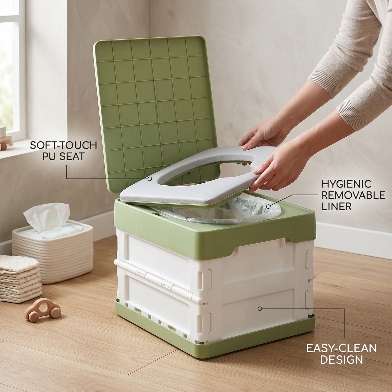 Portable Potty with PU Soft Se - Kids Outdoor Foldable Chair recension och pris