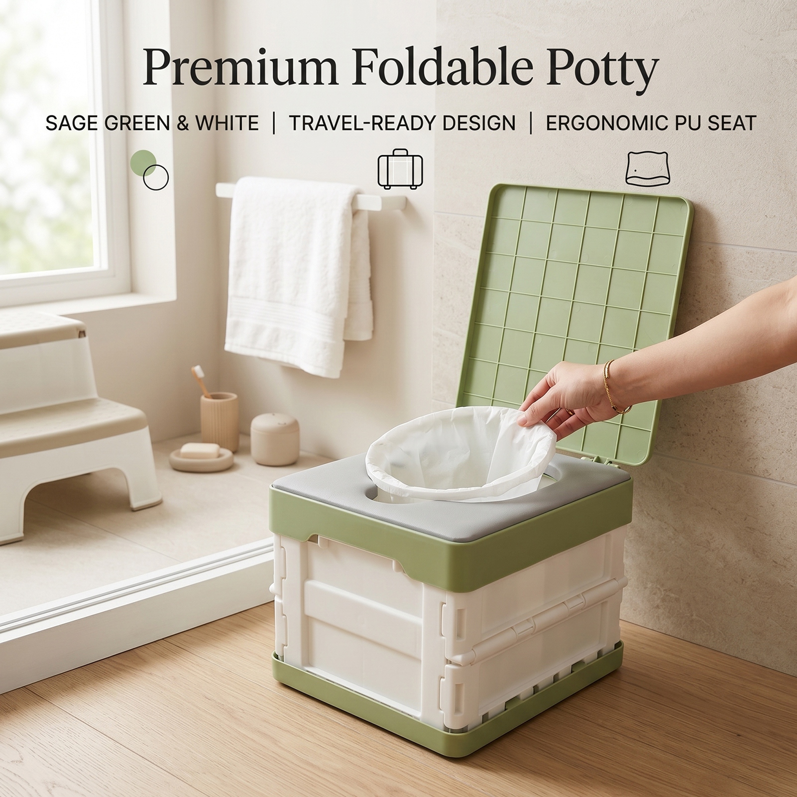 Portable Potty with PU Soft Se - Kids Outdoor Foldable Chair recension och pris