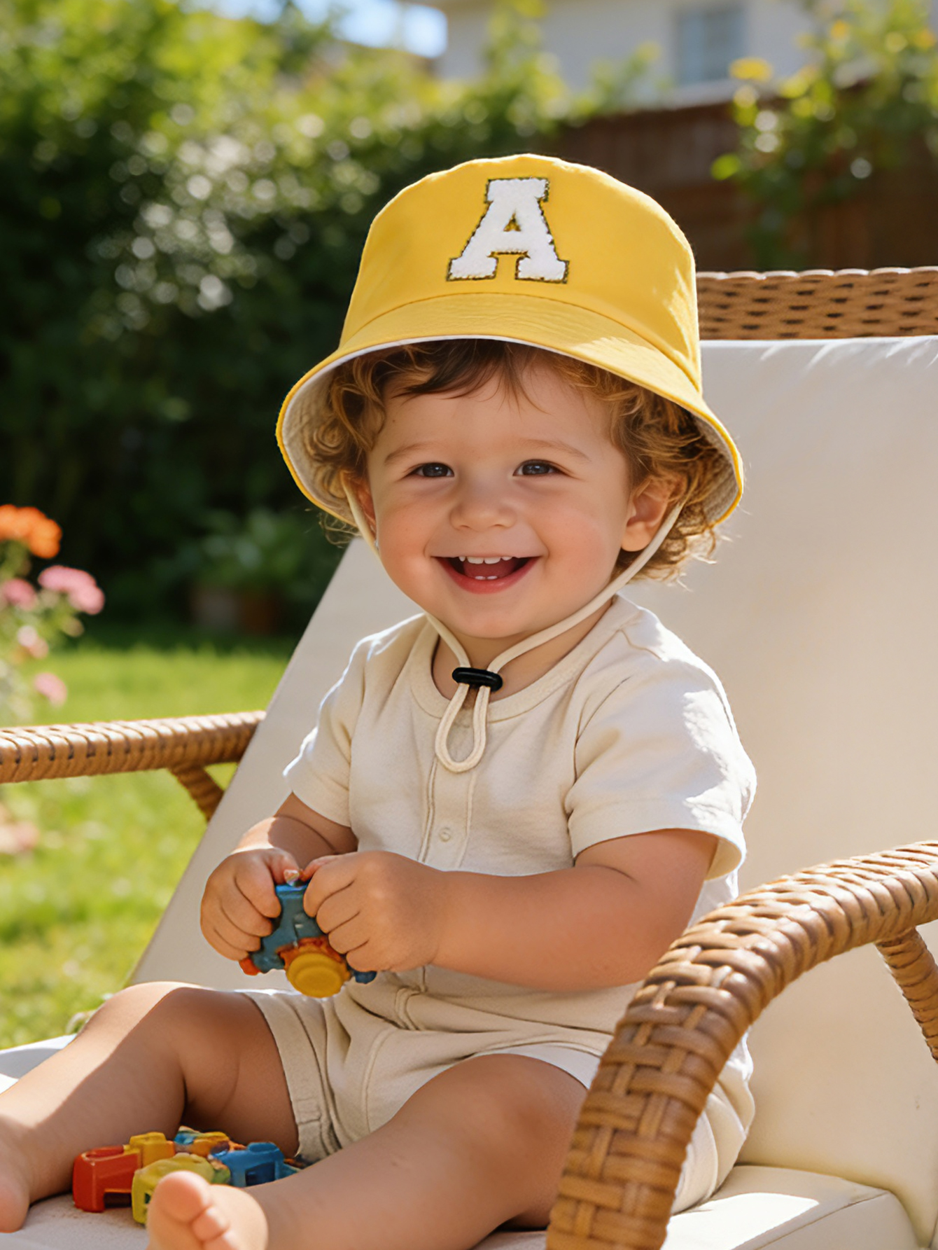 1pc yellow Kids 26 Letter Prin - Kids Outdoor Hat recension och pris