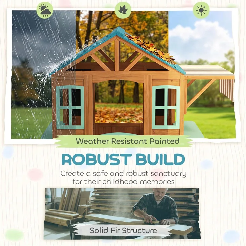 Qaba Outdoor Playhouse, Wood K - Kids Outdoor Chalkboard recension och pris
