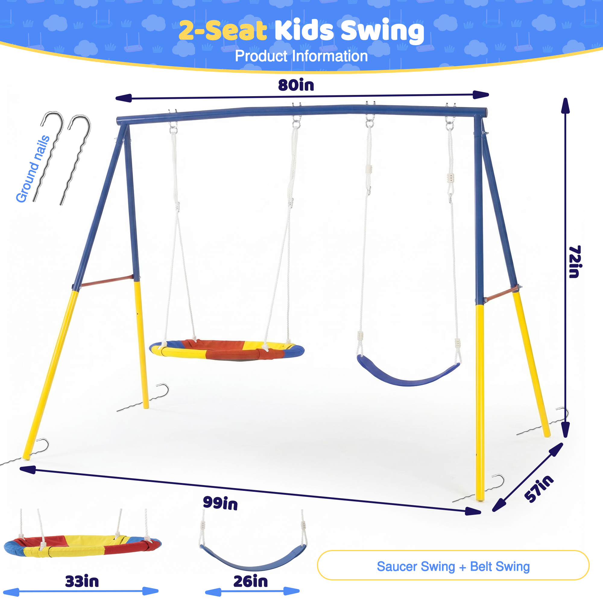 Outdoor Swing Set with Backyar - Kids Outdoor Playground recension och pris