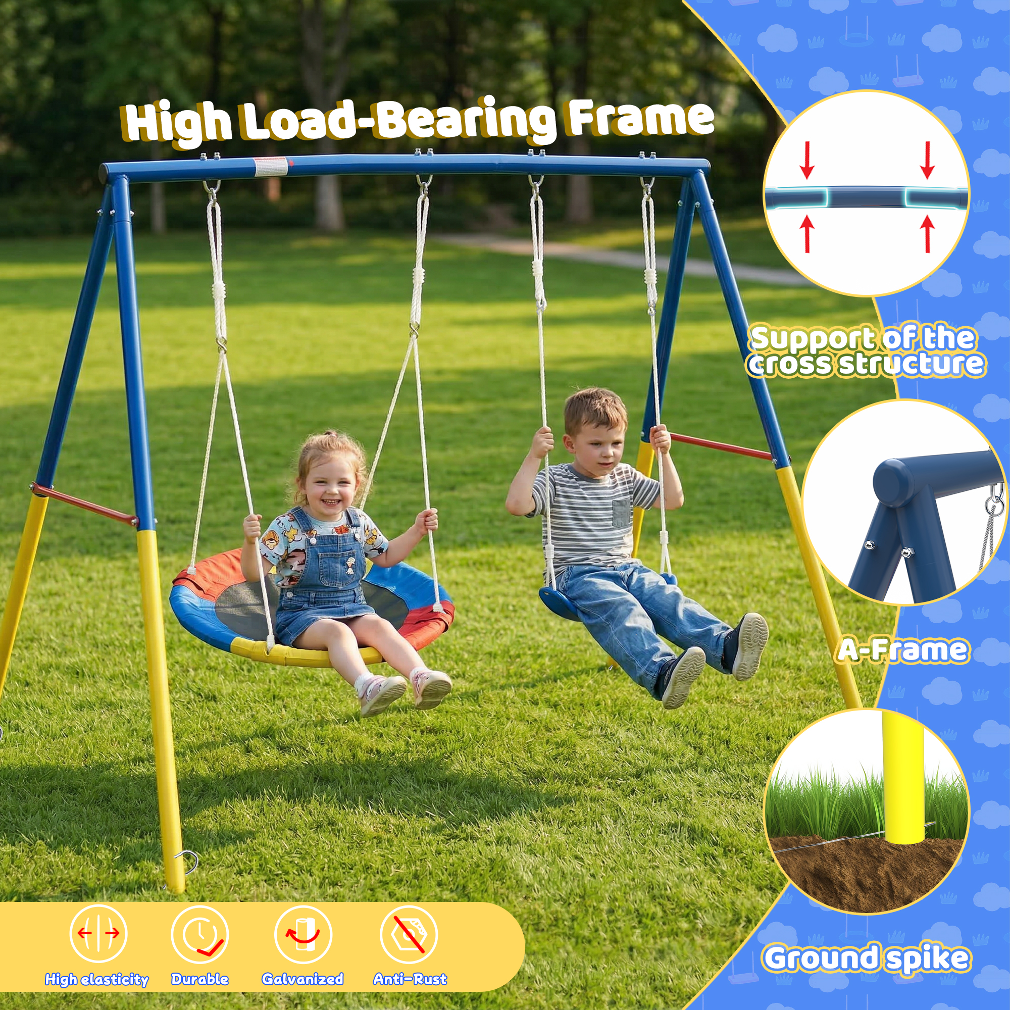 Outdoor Swing Set with Backyar - Kids Outdoor Playground recension och pris