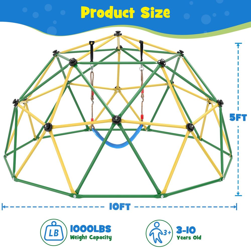 Climbing Dome, 10FT Climber wi - Kids Outdoor Jungle Gym Dome recension och pris